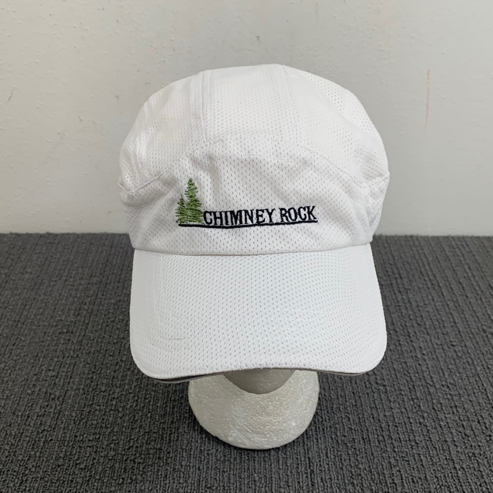 Chimney Rock Athletic Hat Unisex OSFA White Jersey Mesh Strapback 6 Panel Cap HG